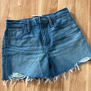 Madewell The Perfect Jean Short Blue Frayed Hem Jean Shorts size 26